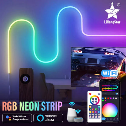 RGBIC WiFi Neon Rope Light - Customizable LED Light Bar with App Control, Music Sync, and TV Backlight for Living Room and Bedroom Decor