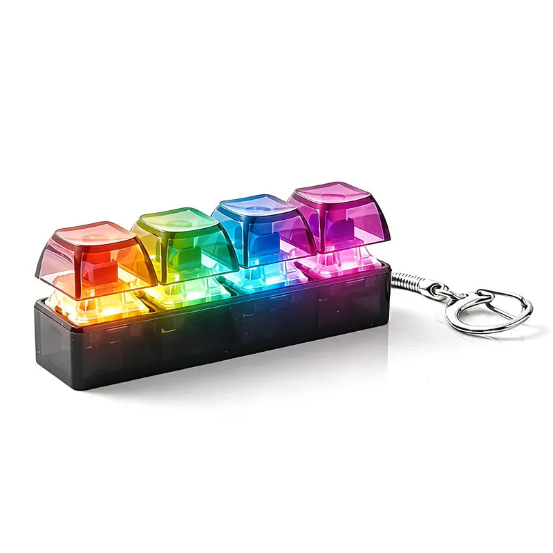 2-Pack LED Keyboard Fidget Keychain - 4-in-1 Stress Relief Clicker Toy for Anxiety Management and Sensory Decompression for All Ages