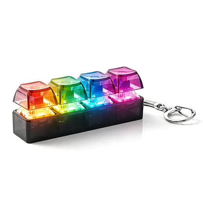 2-Pack LED Keyboard Fidget Keychain - 4-in-1 Stress Relief Clicker Toy for Anxiety Management and Sensory Decompression for All Ages