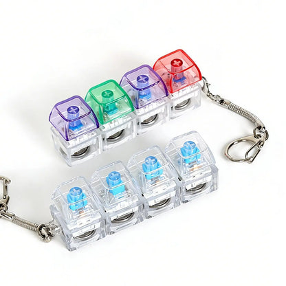 2-Pack LED Keyboard Fidget Keychain - 4-in-1 Stress Relief Clicker Toy for Anxiety Management and Sensory Decompression for All Ages