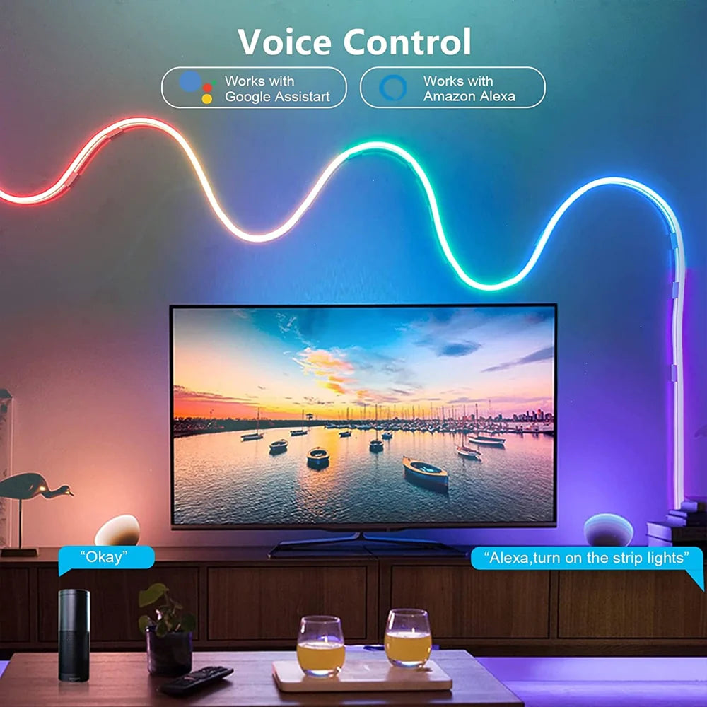 RGBIC WiFi Neon Rope Light - Customizable LED Light Bar with App Control, Music Sync, and TV Backlight for Living Room and Bedroom Decor