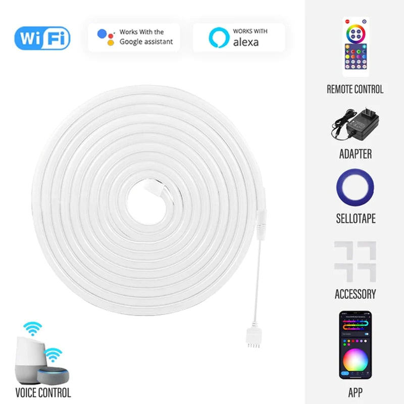 RGBIC WiFi Neon Rope Light - Customizable LED Light Bar with App Control, Music Sync, and TV Backlight for Living Room and Bedroom Decor