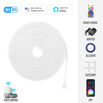 RGBIC WiFi Neon Rope Light - Customizable LED Light Bar with App Control, Music Sync, and TV Backlight for Living Room and Bedroom Decor