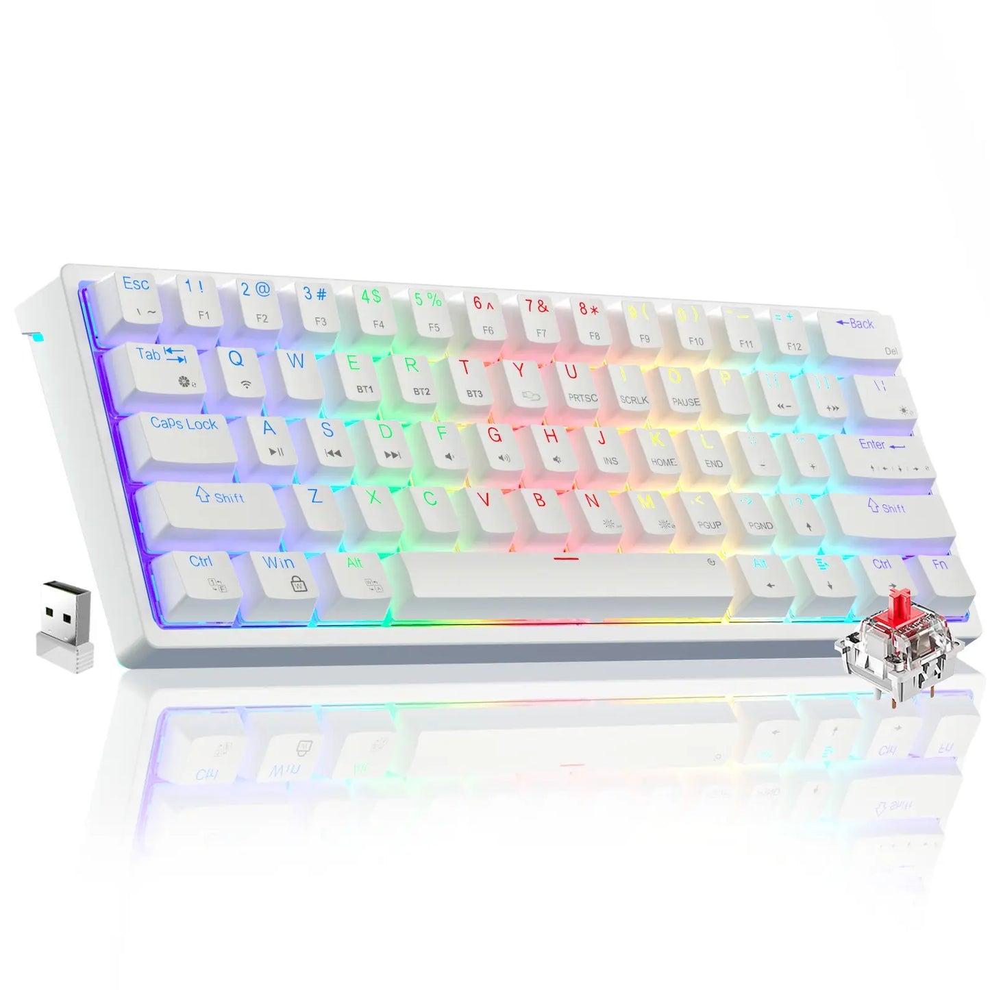 Solakka SK961 Wireless Mechanical Keyboard - 60% Compact Design, Triple Connectivity, RGB Backlighting, Programmable Features for Gaming and Office Use, Ideal Birthday Gift