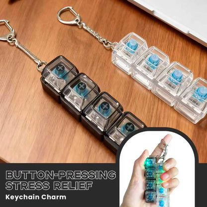 2-Pack LED Keyboard Fidget Keychain - 4-in-1 Stress Relief Clicker Toy for Anxiety Management and Sensory Decompression for All Ages
