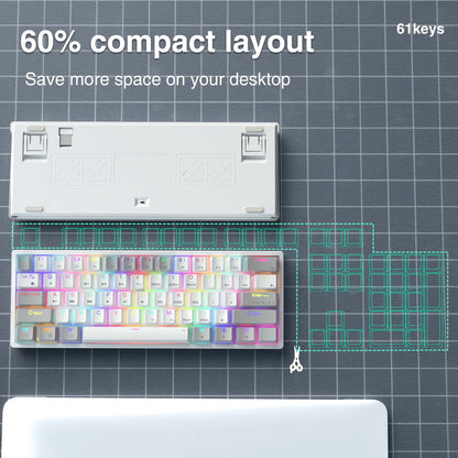 Solakka SK961 Wireless Mechanical Keyboard - 60% Compact Design, Triple Connectivity, RGB Backlighting, Programmable Features for Gaming and Office Use, Ideal Birthday Gift