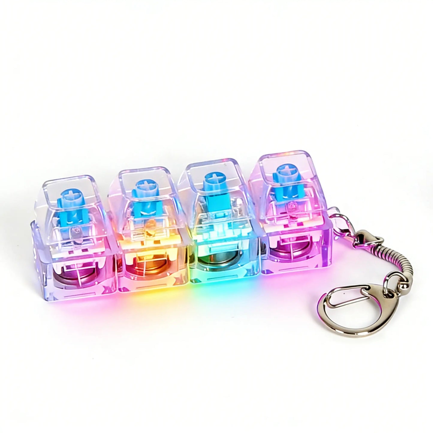 2-Pack LED Keyboard Fidget Keychain - 4-in-1 Stress Relief Clicker Toy for Anxiety Management and Sensory Decompression for All Ages