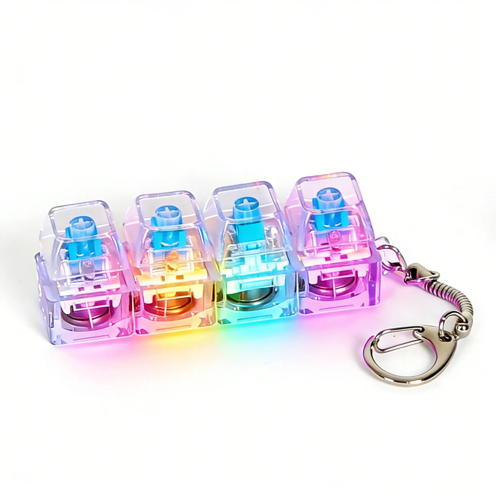 2-Pack LED Keyboard Fidget Keychain - 4-in-1 Stress Relief Clicker Toy for Anxiety Management and Sensory Decompression for All Ages