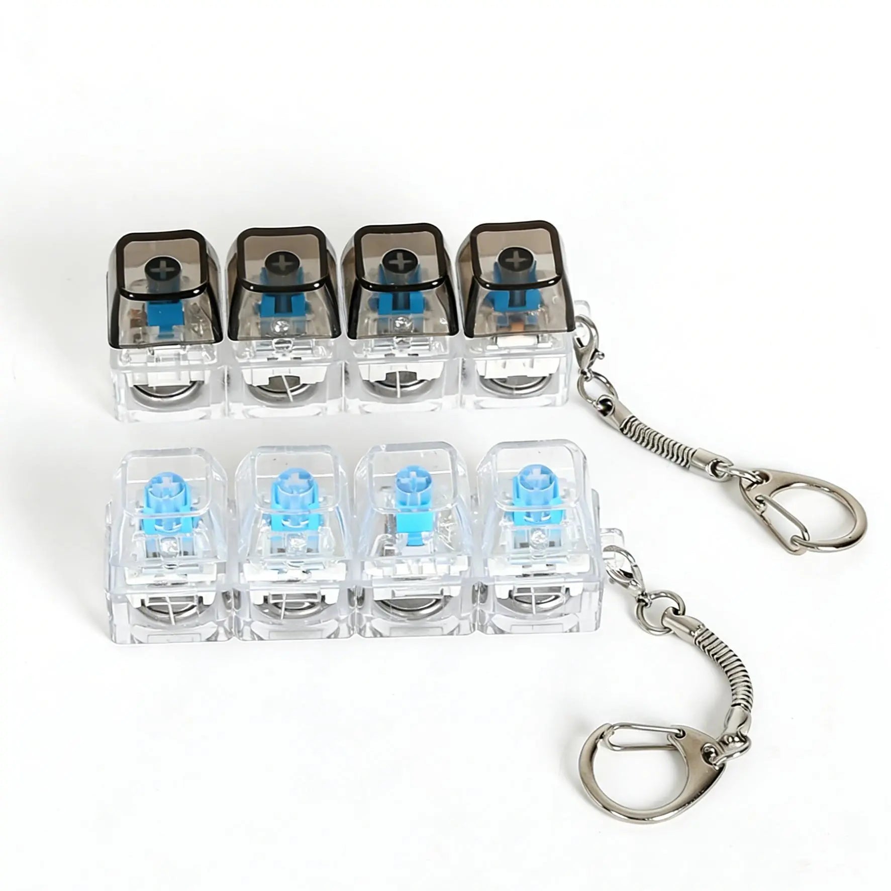 2-Pack LED Keyboard Fidget Keychain - 4-in-1 Stress Relief Clicker Toy for Anxiety Management and Sensory Decompression for All Ages