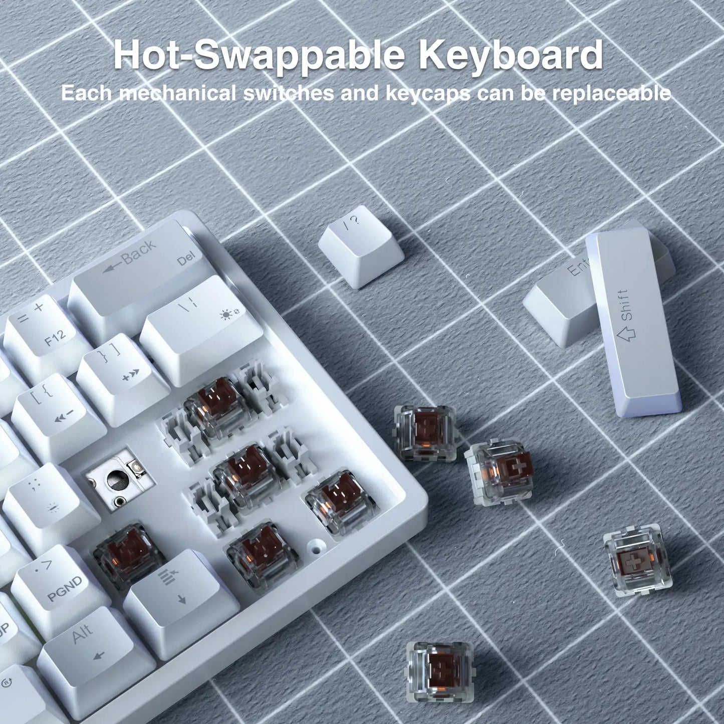 Solakka SK961 Wireless Mechanical Keyboard - 60% Compact Design, Triple Connectivity, RGB Backlighting, Programmable Features for Gaming and Office Use, Ideal Birthday Gift