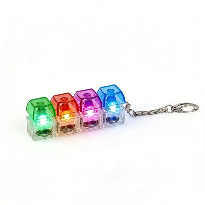 2-Pack LED Keyboard Fidget Keychain - 4-in-1 Stress Relief Clicker Toy for Anxiety Management and Sensory Decompression for All Ages