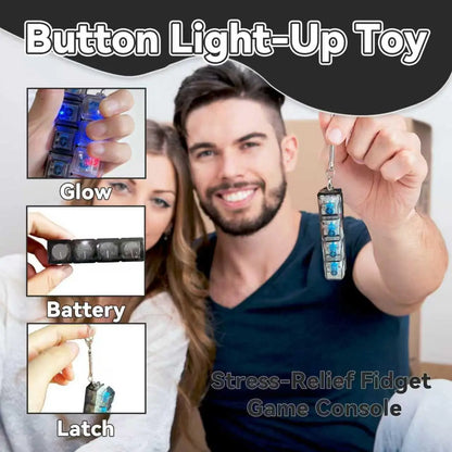 2-Pack LED Keyboard Fidget Keychain - 4-in-1 Stress Relief Clicker Toy for Anxiety Management and Sensory Decompression for All Ages