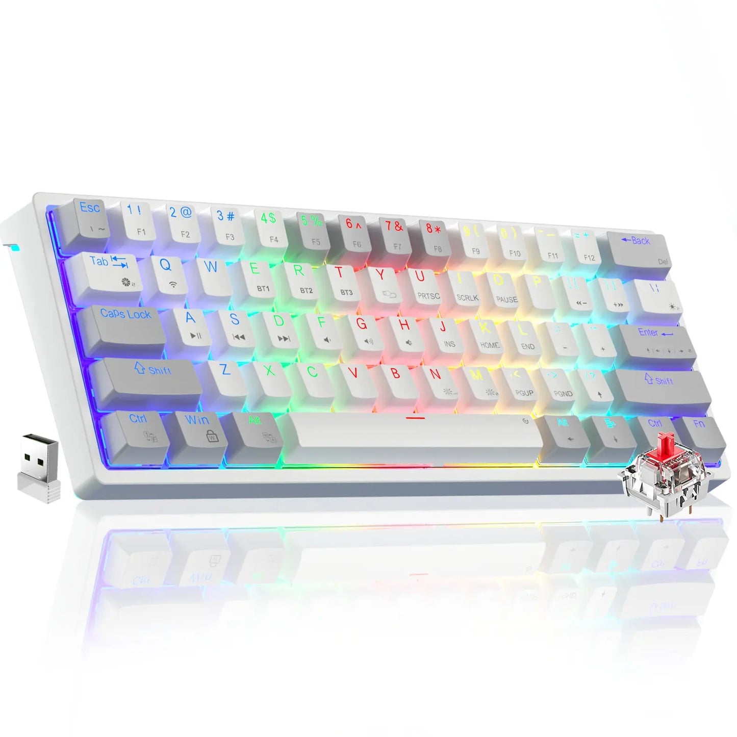 Solakka SK961 Wireless Mechanical Keyboard - 60% Compact Design, Triple Connectivity, RGB Backlighting, Programmable Features for Gaming and Office Use, Ideal Birthday Gift
