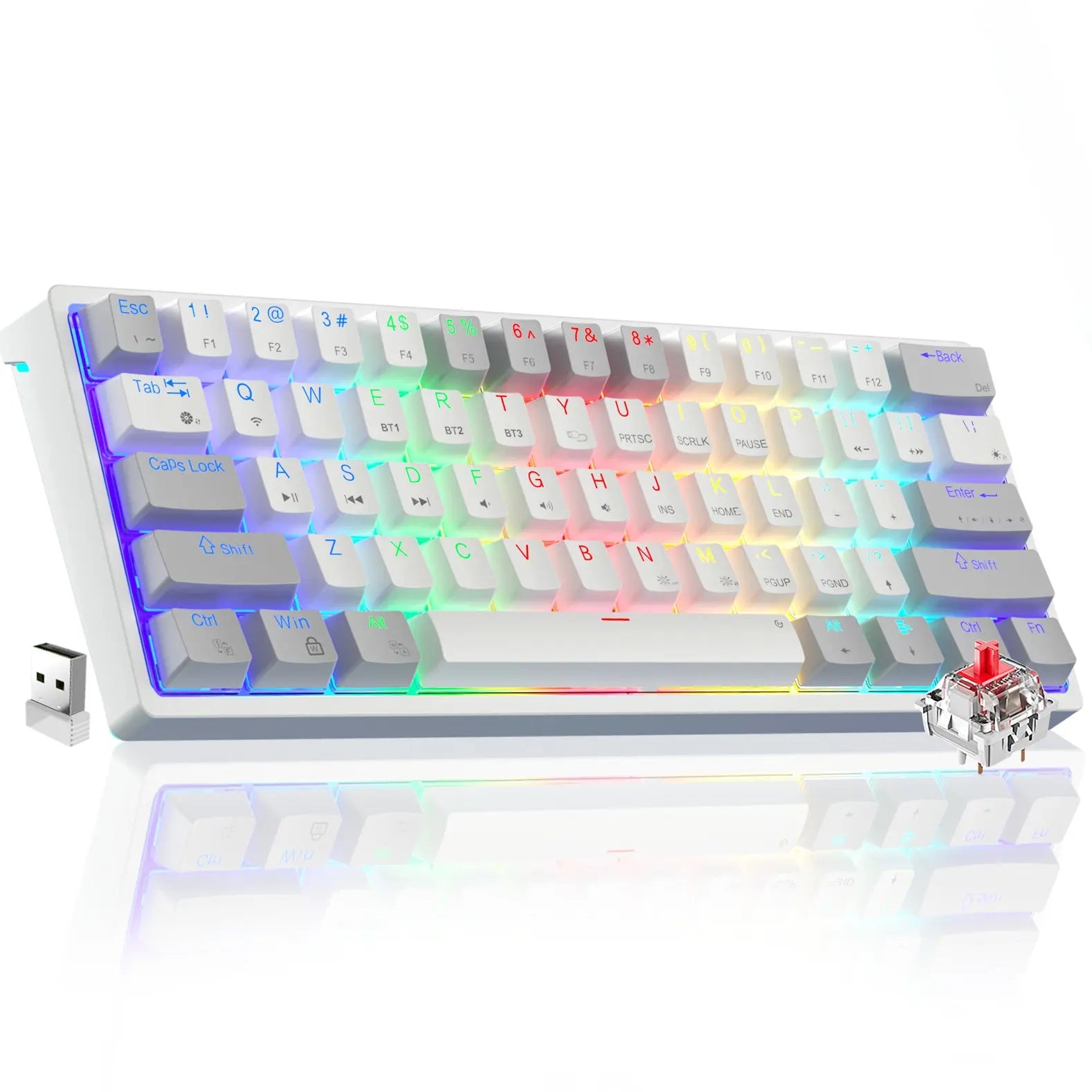 Solakka SK961 Wireless Mechanical Keyboard - 60% Compact Design, Triple Connectivity, RGB Backlighting, Programmable Features for Gaming and Office Use, Ideal Birthday Gift